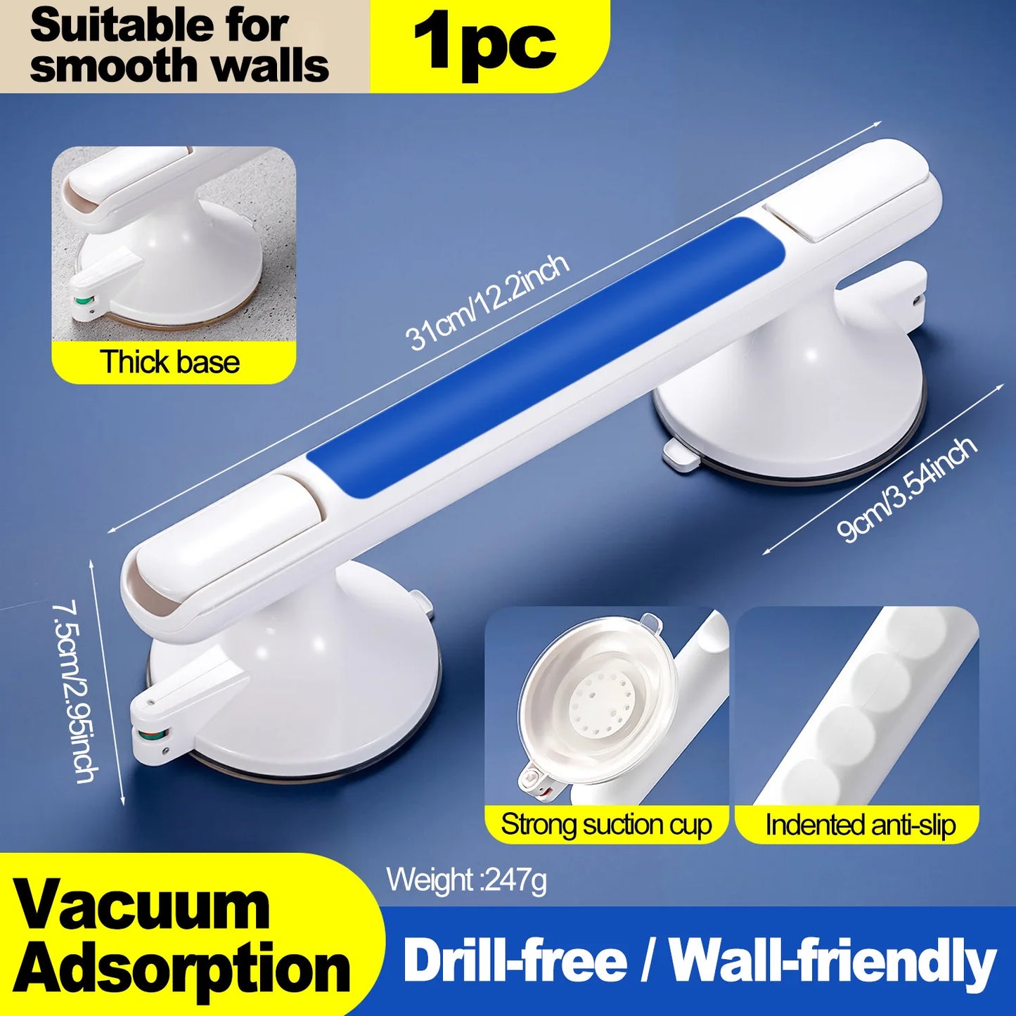 Suction Cup Grab Bar for Bathroom & Bathtub