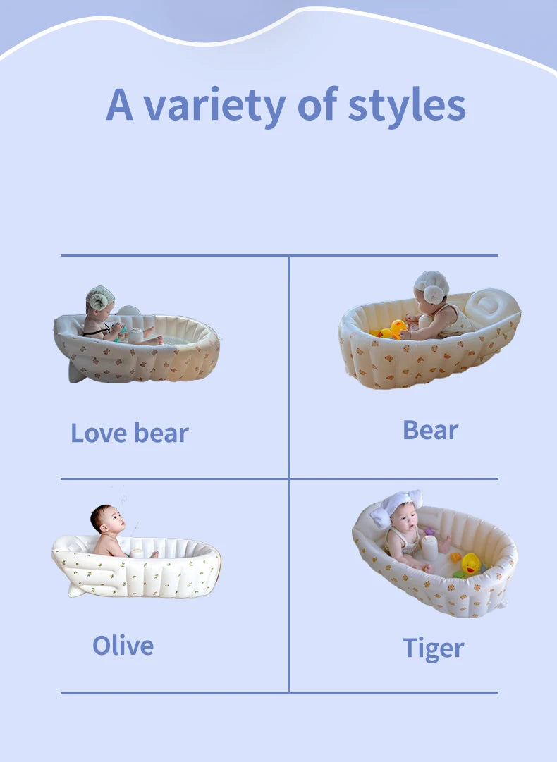 Inflatable Baby Bathtub & Splash Pool | Cute Animal Designs