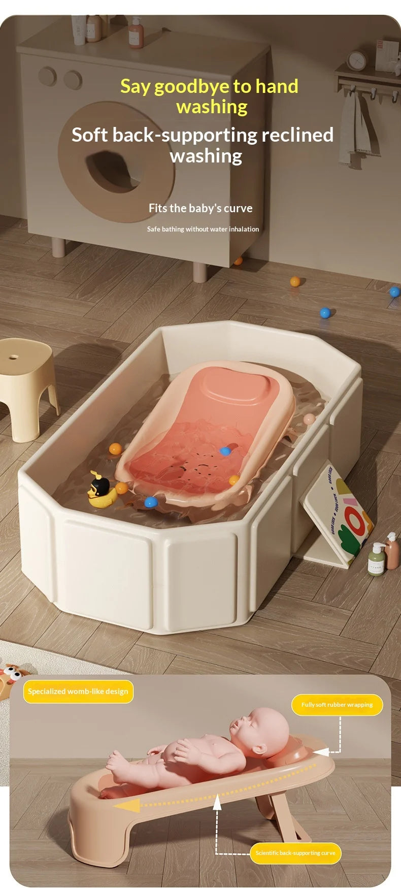 Foldable Baby Bathtub (0–5 Years) | Sit & Lie Down