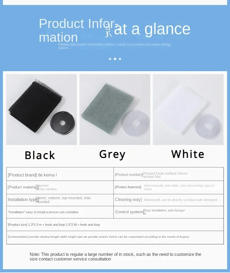 DIY Mosquito Net for Bed Window Home Textile the Mesh Indoor Self-adhesive Anti-insect and Fly Screen Curtains Garden