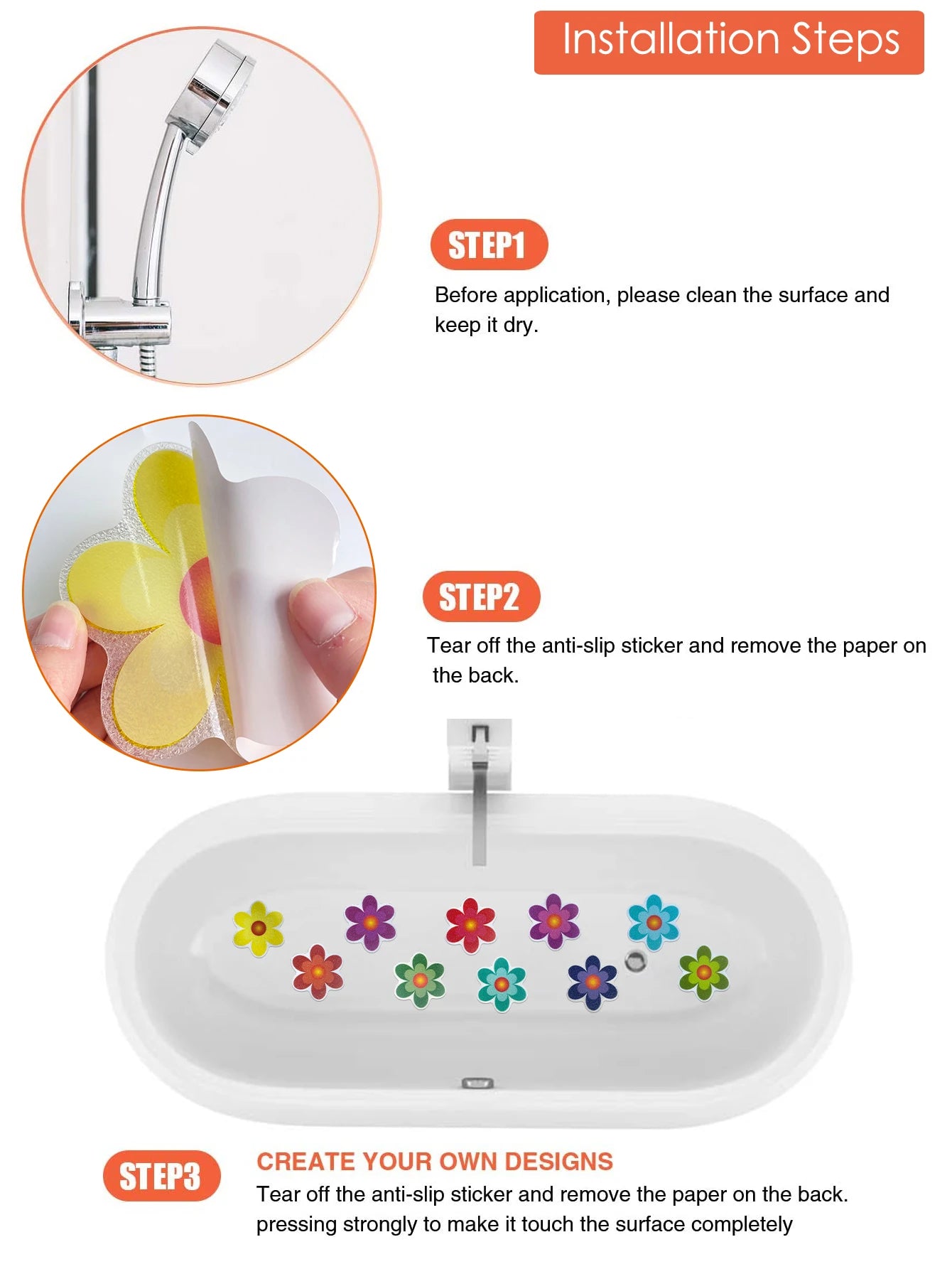 Anti-Slip Bathtub & Floor Stickers | 10-Pack Cartoon Patterns