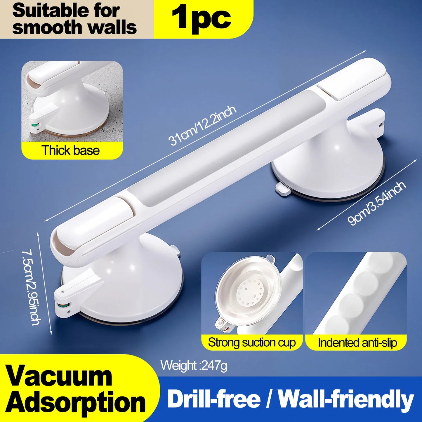 Suction Cup Grab Bar for Bathroom & Bathtub