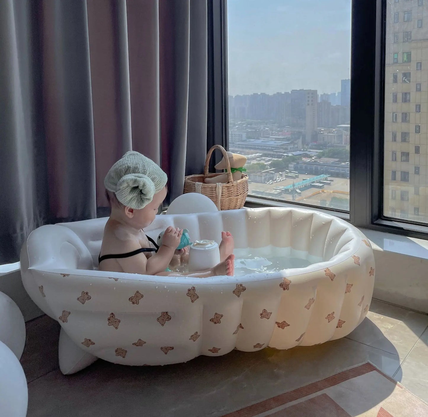 Inflatable Baby Bathtub & Splash Pool | Cute Animal Designs