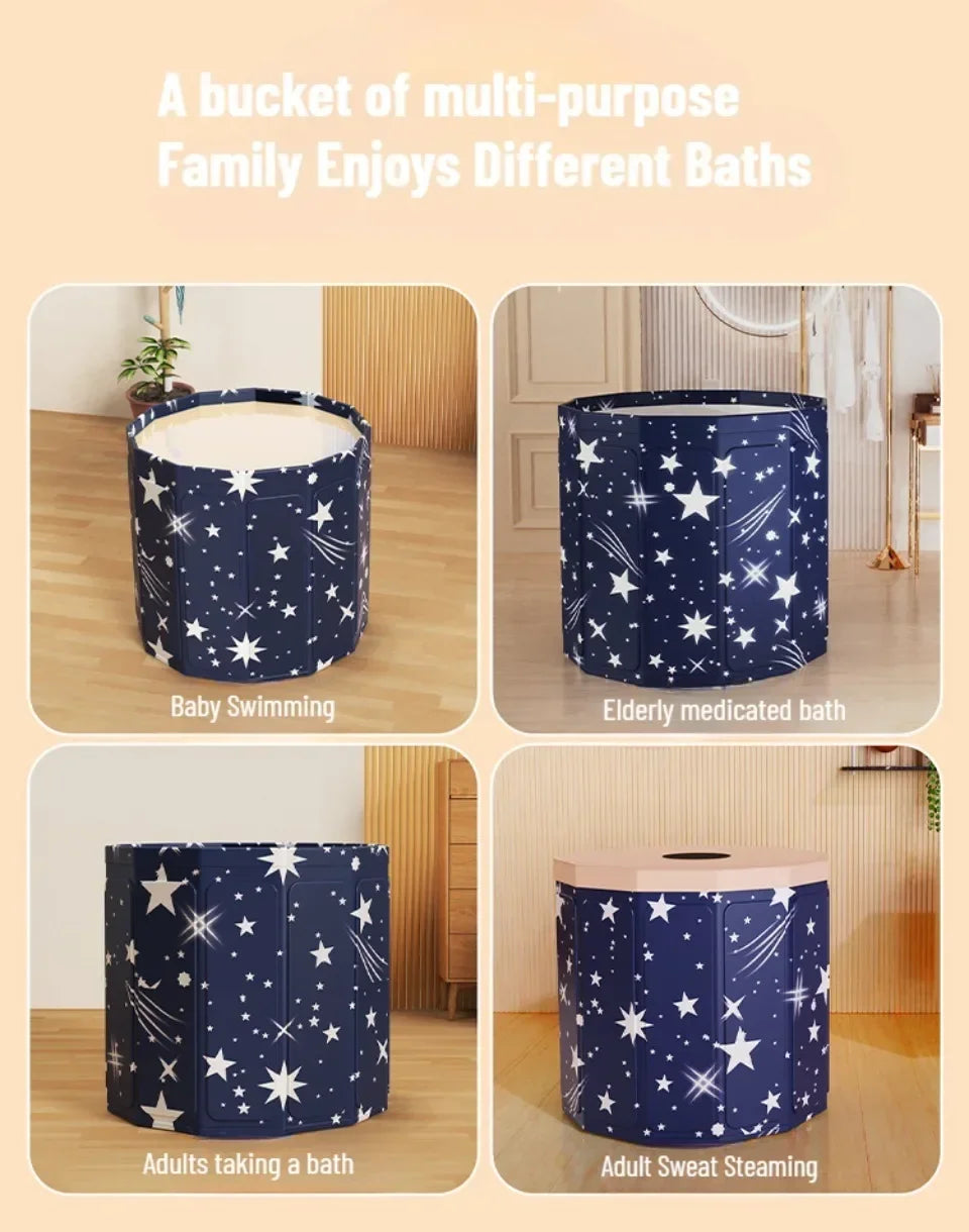 Folding Adult Bath Tub Household Thickened Insulated Bathtub Portable Round Enlarged Bathing Bucket Foldable Bathroom SPA Bucket