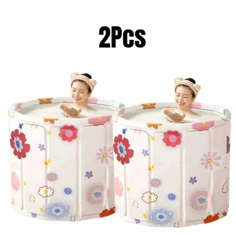 Folding Adult Bath Tub Household Thickened Insulated Bathtub Portable Round Enlarged Bathing Bucket Foldable Bathroom SPA Bucket