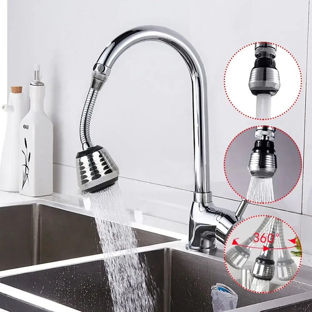 LazyFlow™ Faucet Extender — 360° Power Spray Tap Attachment